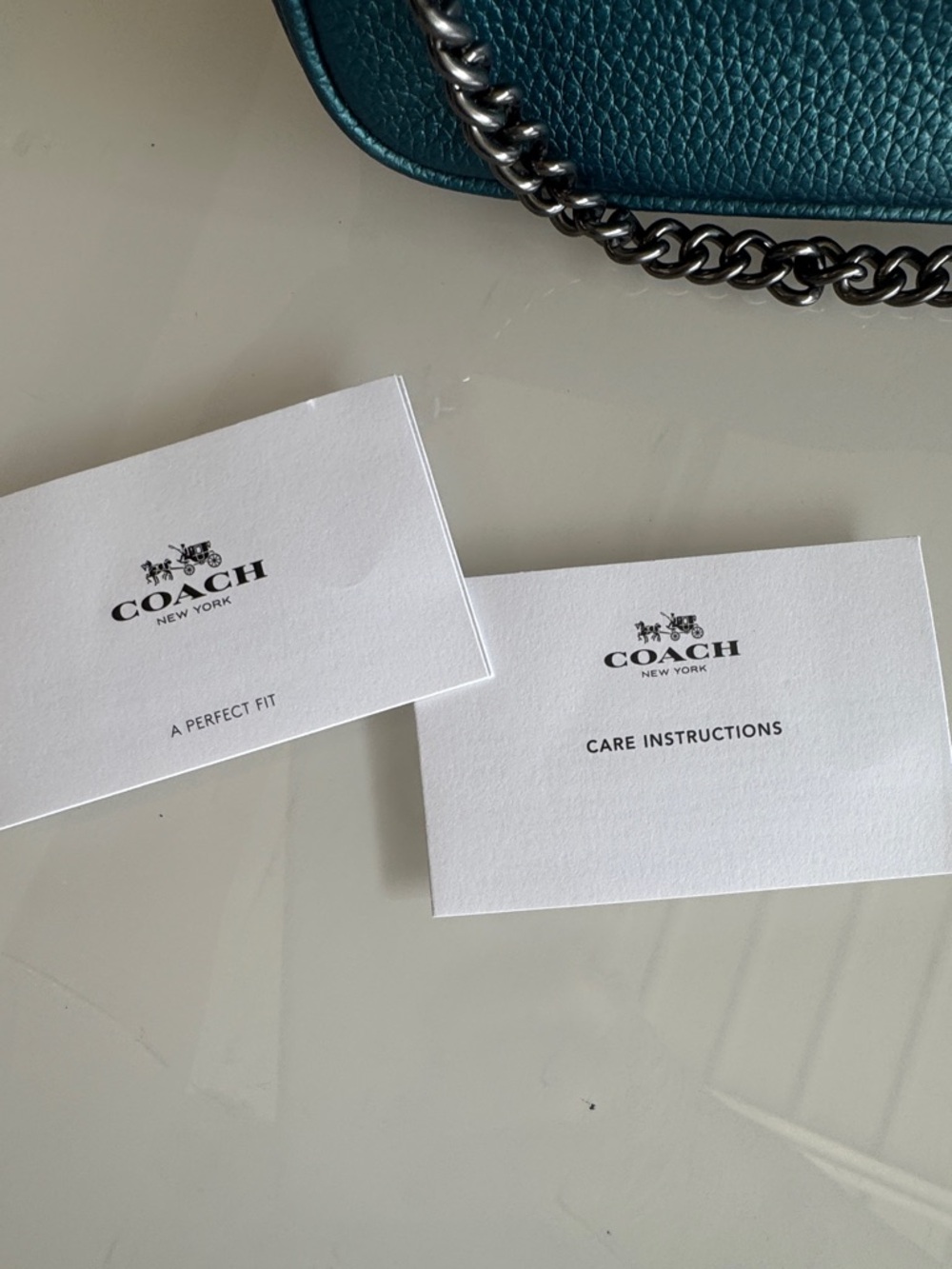 Coach Nolita Shoulder Bag – Metallic Teal Pebbled Leather with Gunmetal Chain - Picture 7 of 10